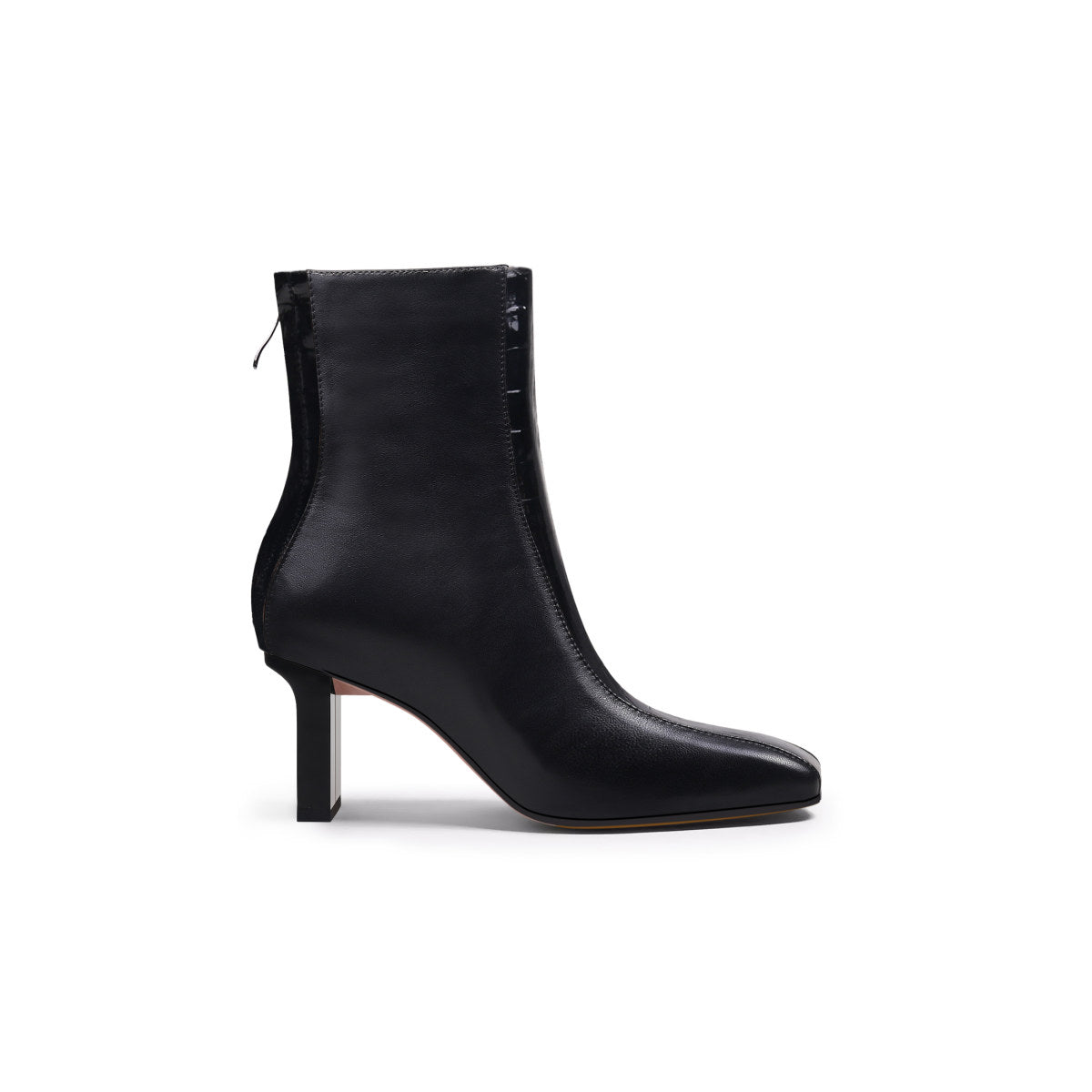 Block Heel Patchwork Leather Ankle Boots Jady Rose