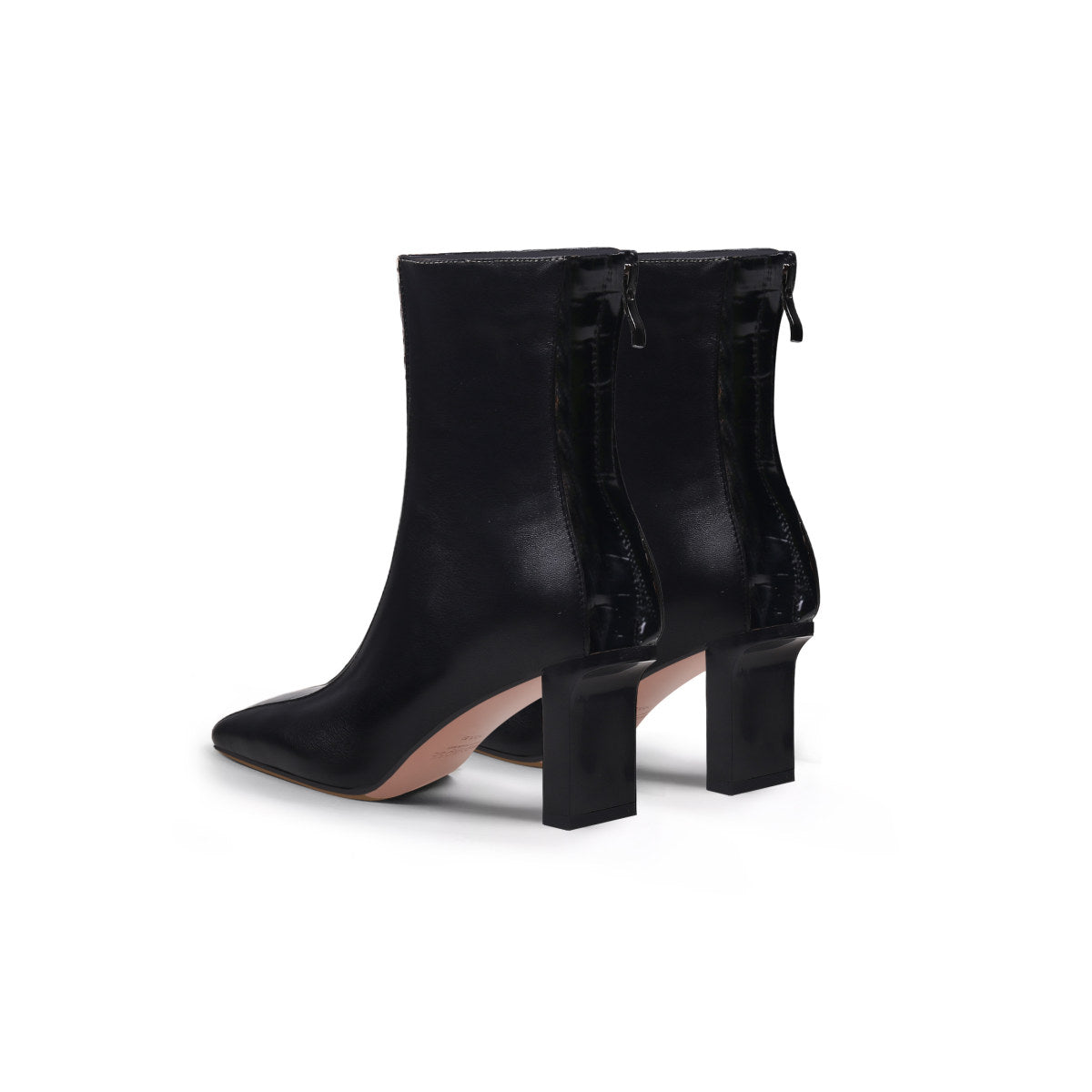 Block Heel Patchwork Leather Ankle Boots Jady Rose