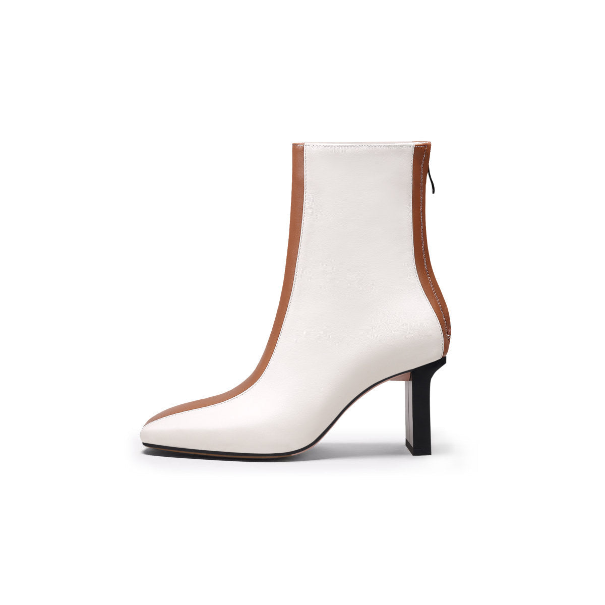 Block Heel Patchwork Leather Ankle Boots Jady Rose