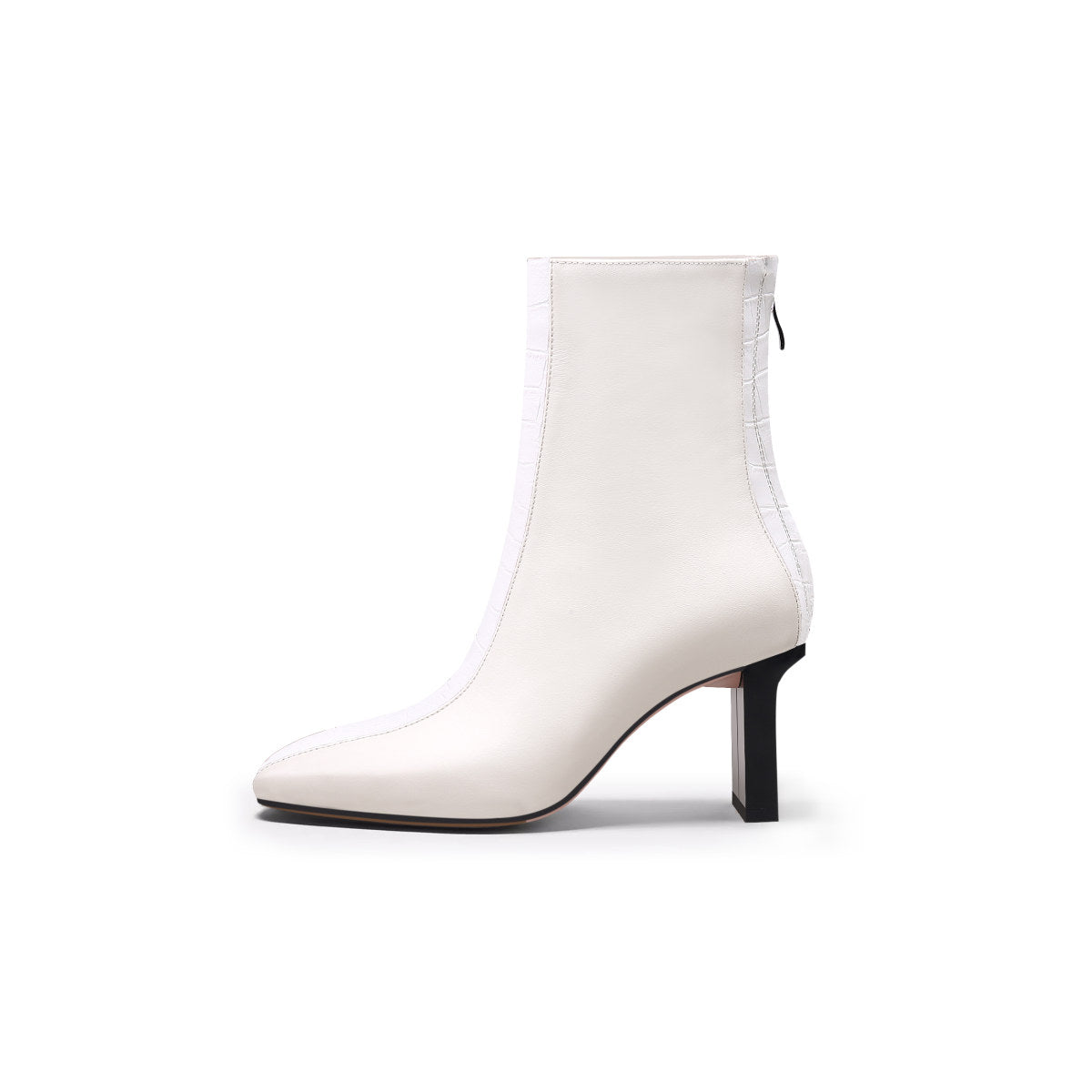 Block Heel Patchwork Leather Ankle Boots Jady Rose