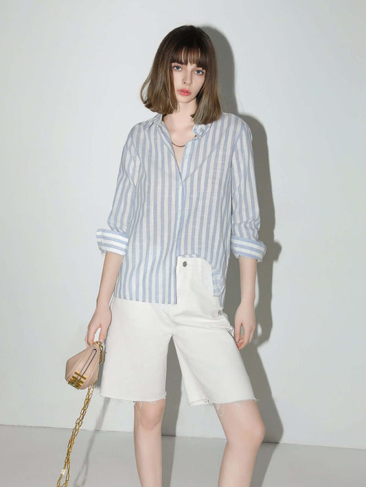Blue & White Striped Shirt Cocobella