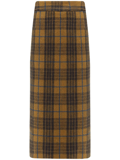 Brown Plaid Midi Skirt Cocobella