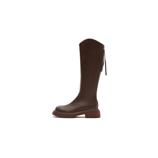 Brown Leather Knee-High Boots Masoomake