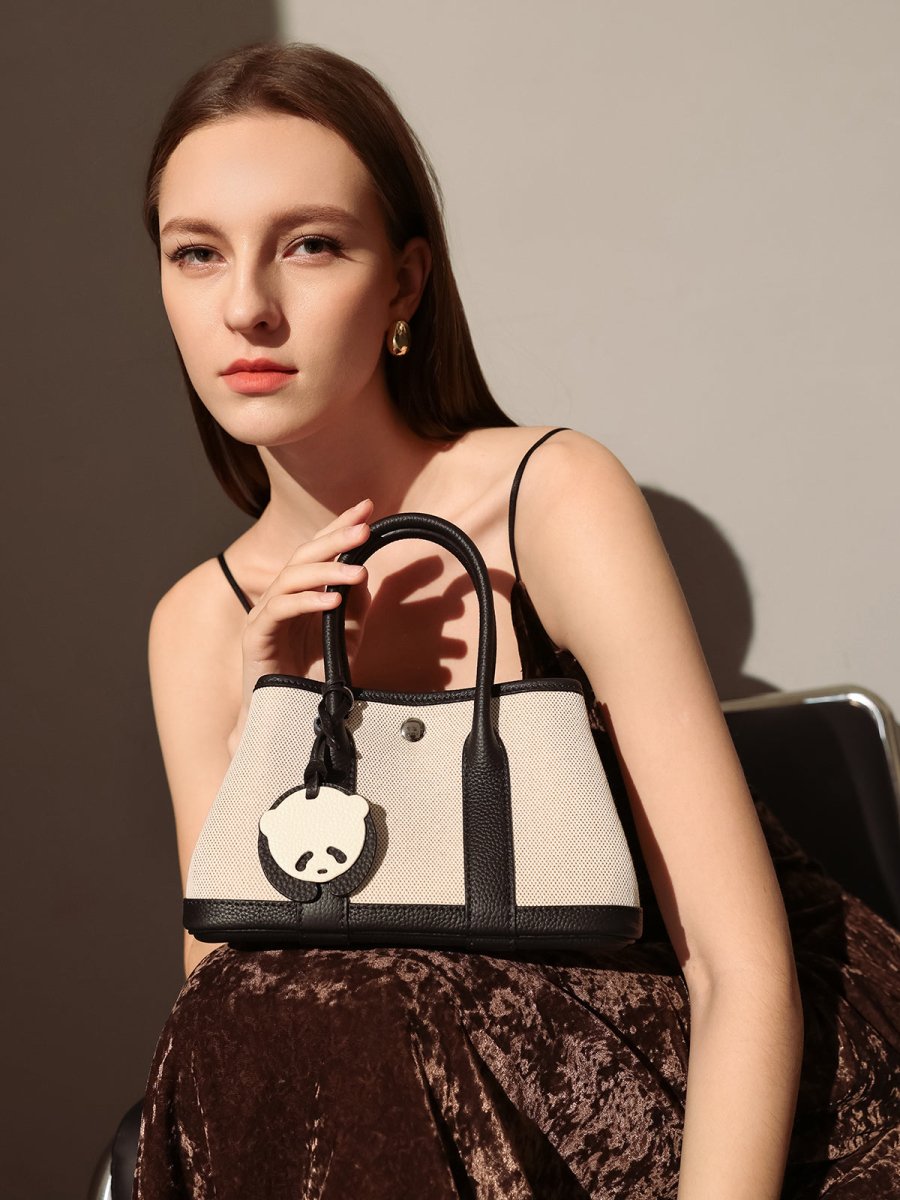 Canvas Panda Leder Handtasche - Giovanni Battaglia