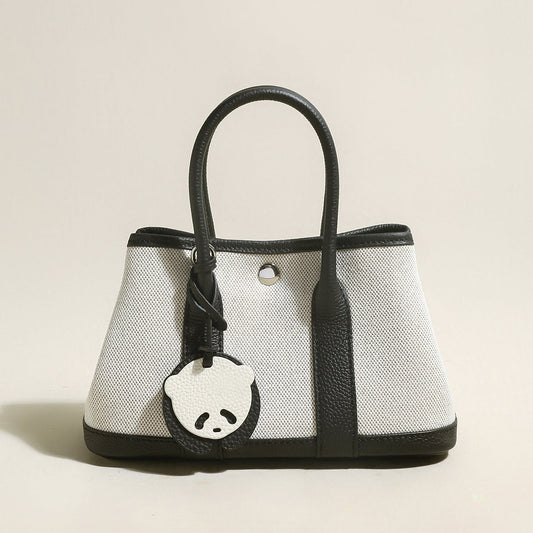 Canvas & Leather Top Handle Bag Cilela