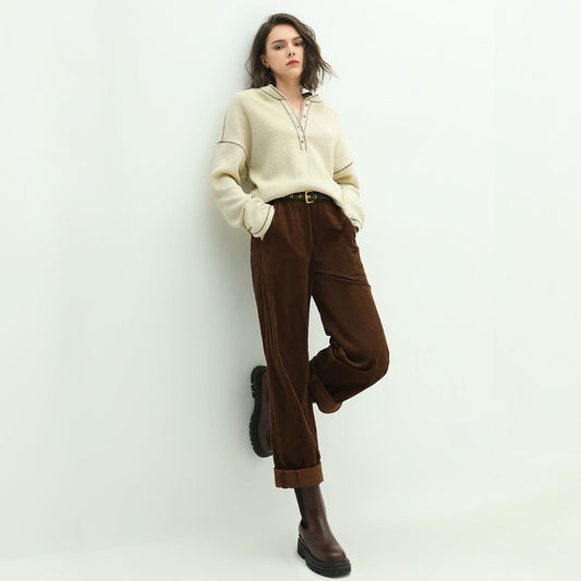 Cream Half-Button Pullover Sweater Cocobella