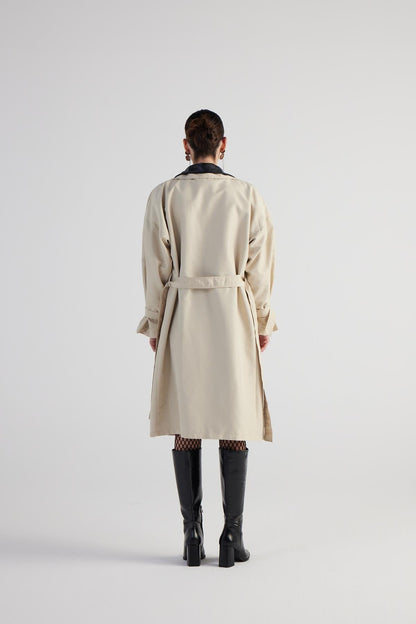 Cloak Beige Maxi Trench Coat Buy Me Fur Ltd
