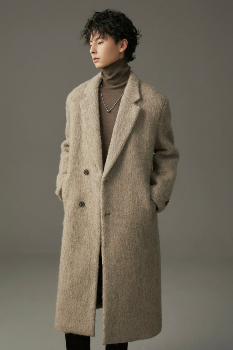 „Château d'eau“ Schwerer Waterwave - Mantel aus Schurwolle | Langschrittiger, wattierter Herrenmantel - Giovanni Battaglia