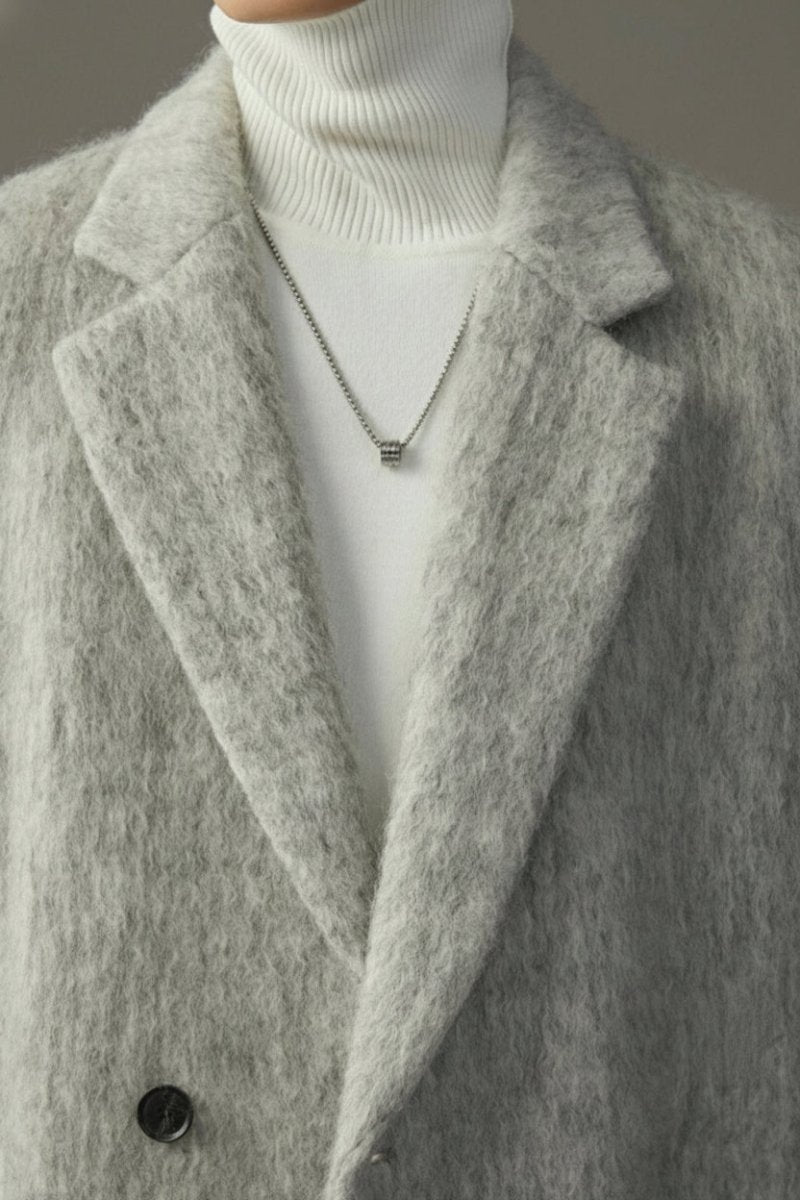 „Château d'eau“ Schwerer Waterwave - Mantel aus Schurwolle | Langschrittiger, wattierter Herrenmantel - Giovanni Battaglia