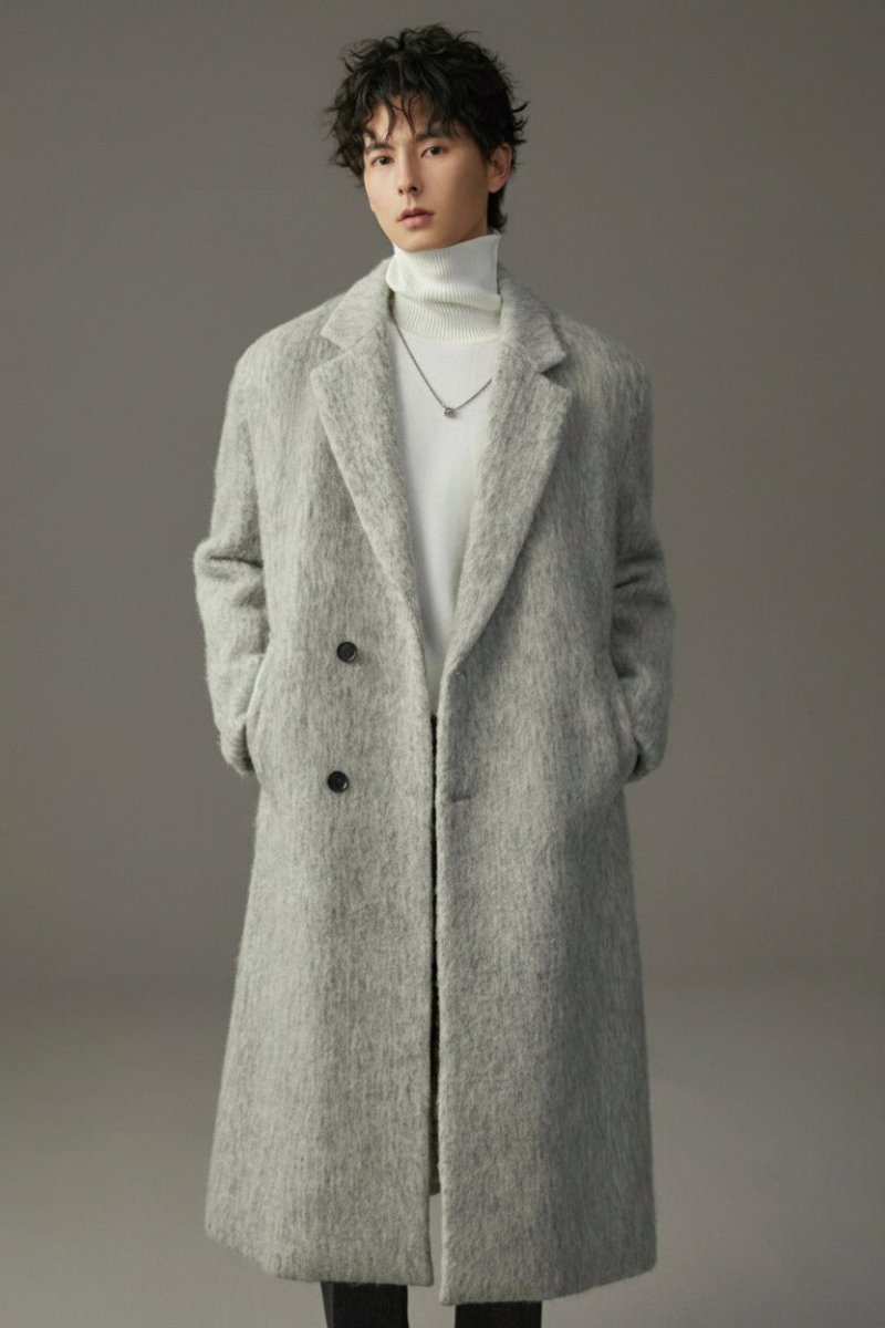 „Château d'eau“ Schwerer Waterwave - Mantel aus Schurwolle | Langschrittiger, wattierter Herrenmantel - Giovanni Battaglia