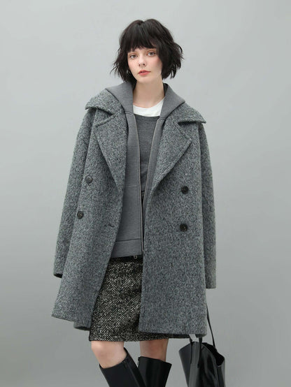 Grey Double-Breasted Coat Cocobella