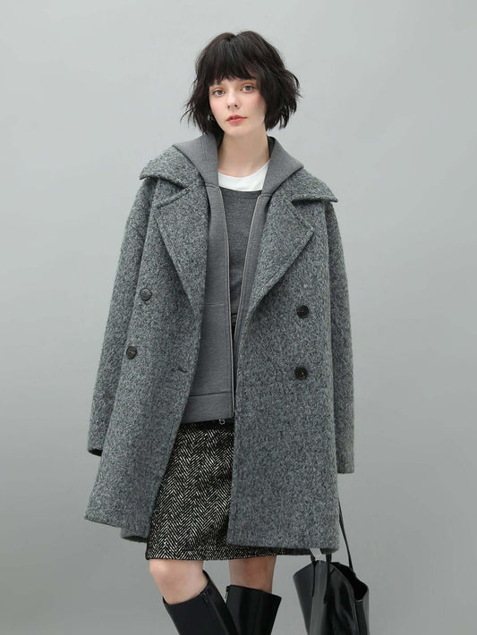 Grey Double-Breasted Coat Cocobella