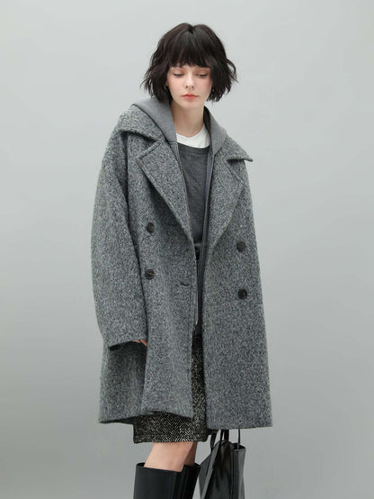 Grey Double-Breasted Coat Cocobella