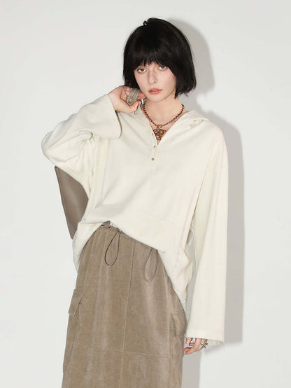 Classic Hooded Sweater with Gold Buttons Cocobella
