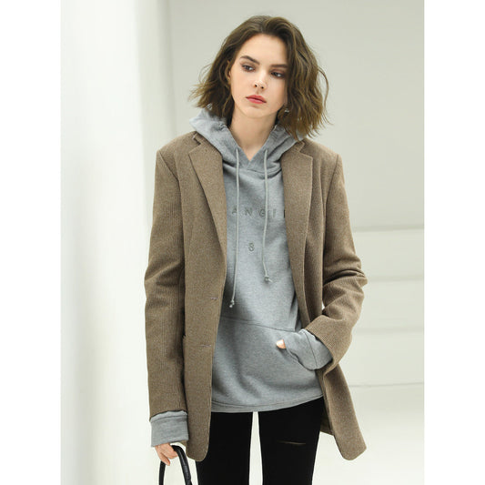 Khaki Houndstooth Blazer Cocobella