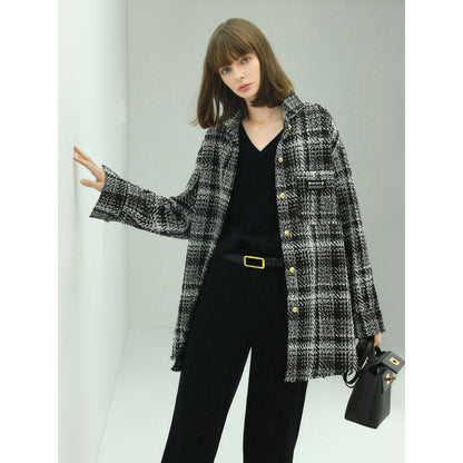 Classic Tweed Checkered Coat Cocobella