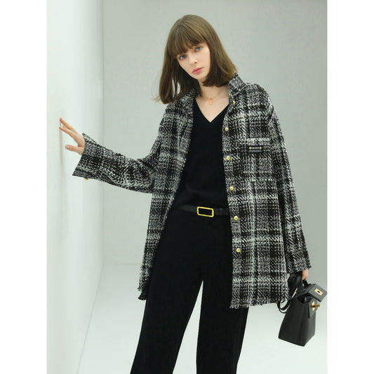 Classic Tweed Checkered Coat Cocobella