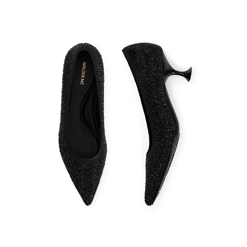Rhinestone Kitten Heels MALOVE MZ
