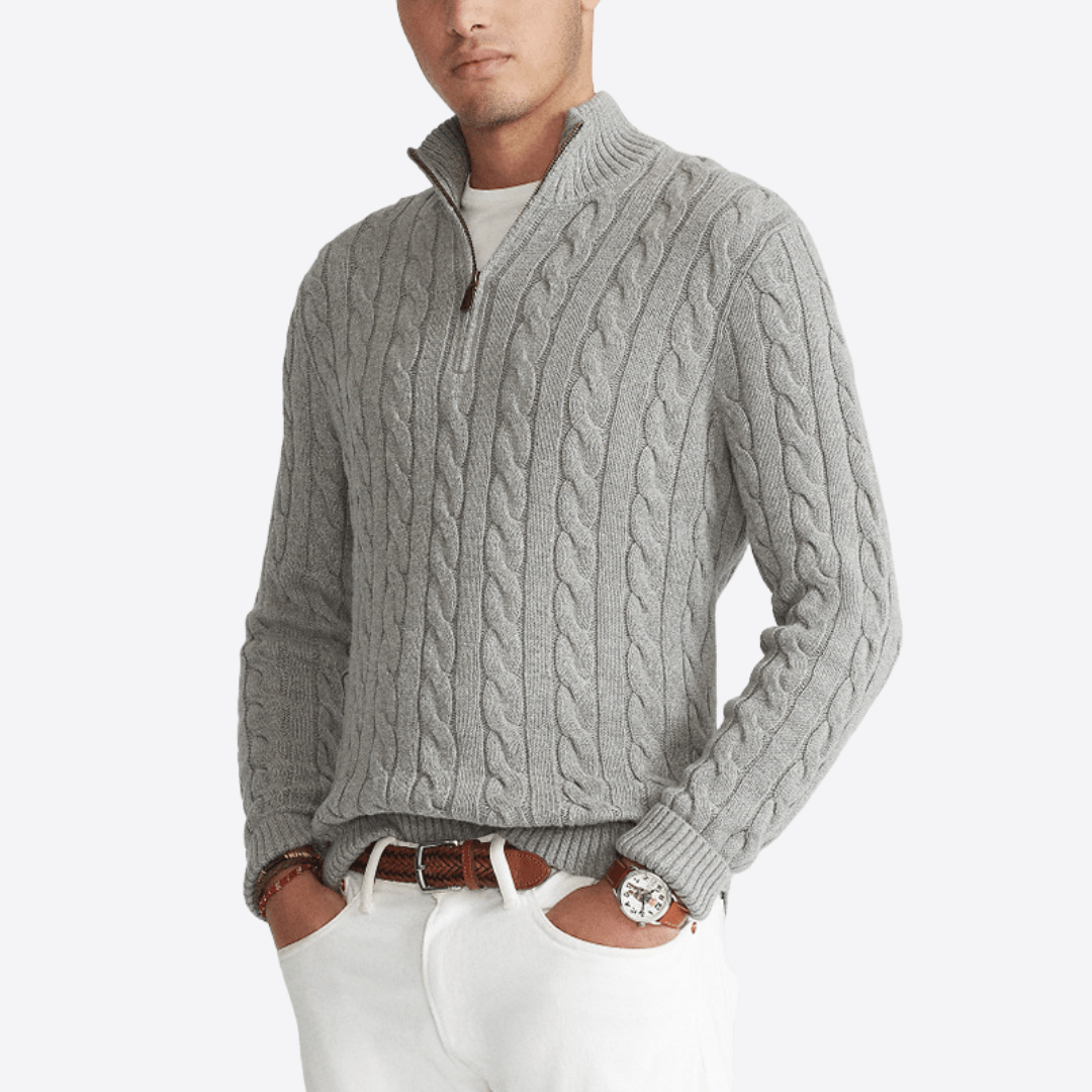 Cotton Quarter Zip Sweater - Giovanni Battaglia