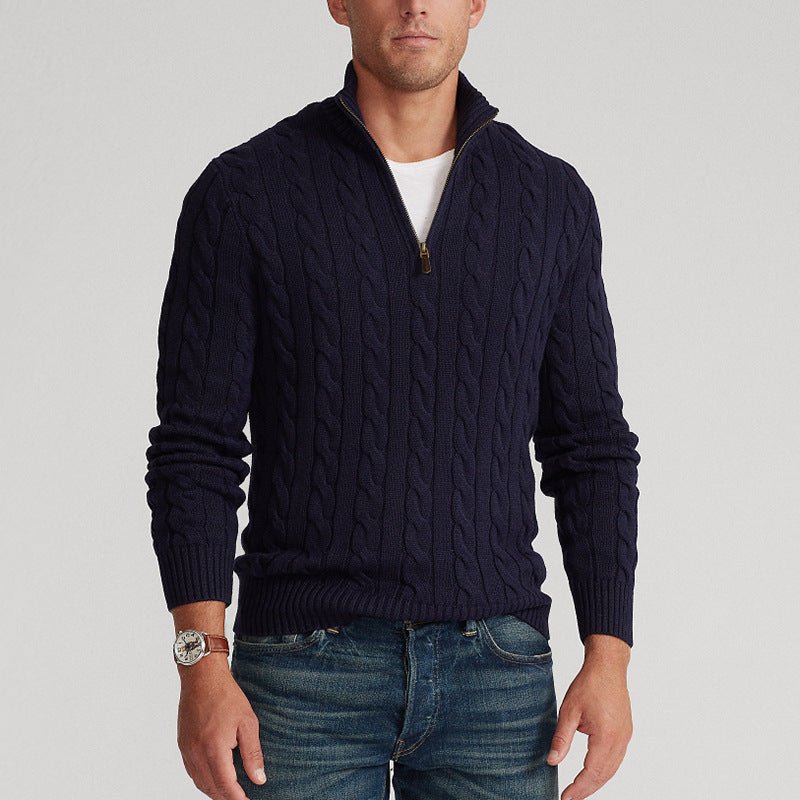 Cotton Quarter Zip Sweater - Giovanni Battaglia