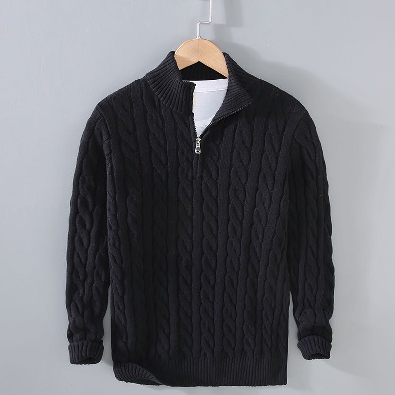 Cotton Quarter Zip Sweater - Giovanni Battaglia