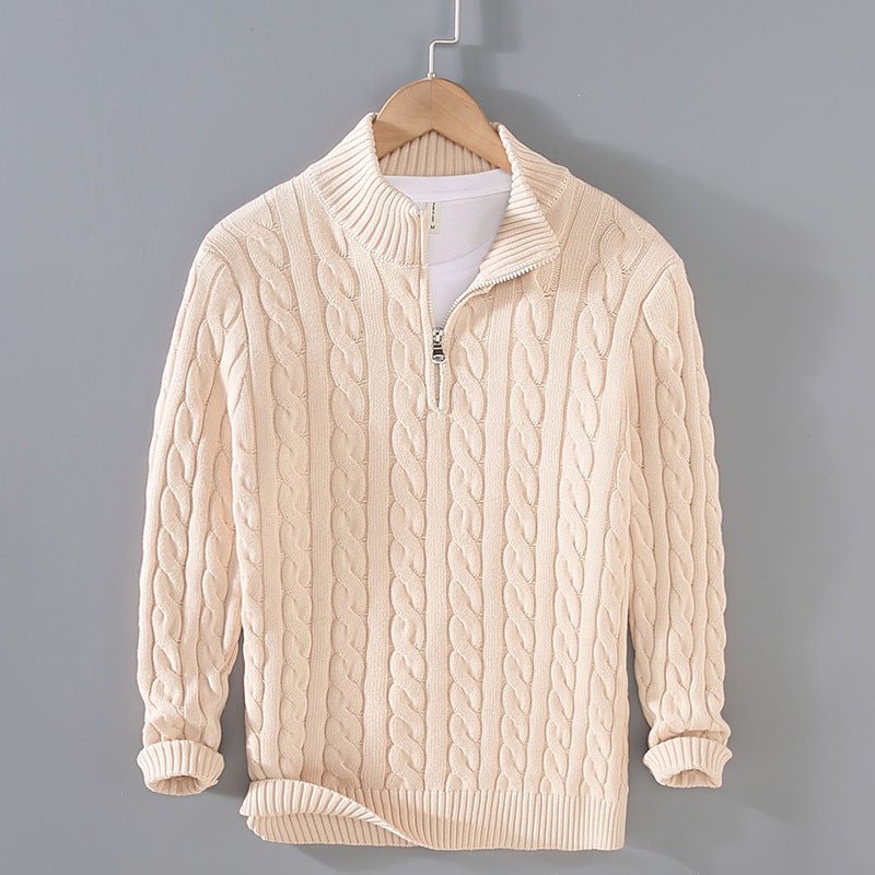 Cotton Quarter Zip Sweater - Giovanni Battaglia
