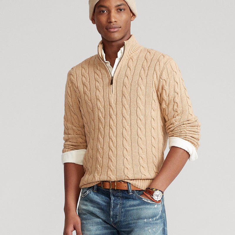 Cotton Quarter Zip Sweater - Giovanni Battaglia