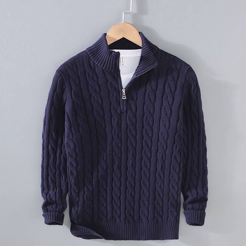 Cotton Quarter Zip Sweater - Giovanni Battaglia
