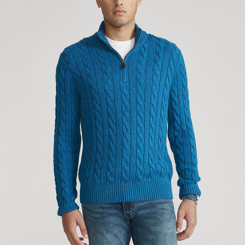 Cotton Quarter Zip Sweater - Giovanni Battaglia