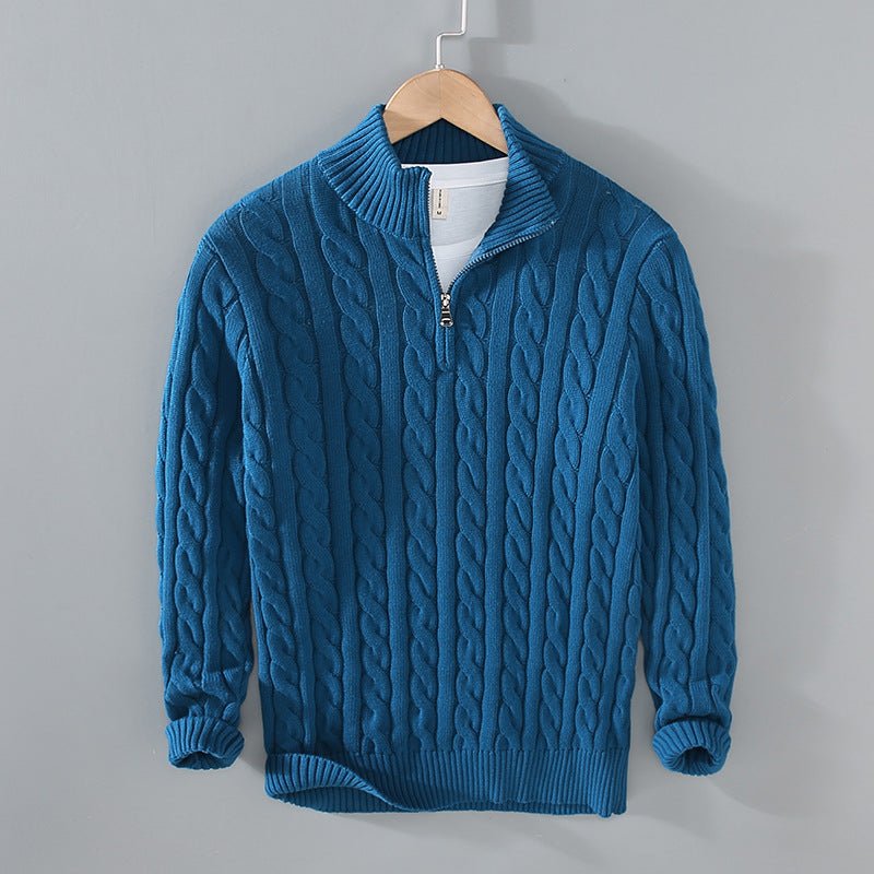 Cotton Quarter Zip Sweater - Giovanni Battaglia