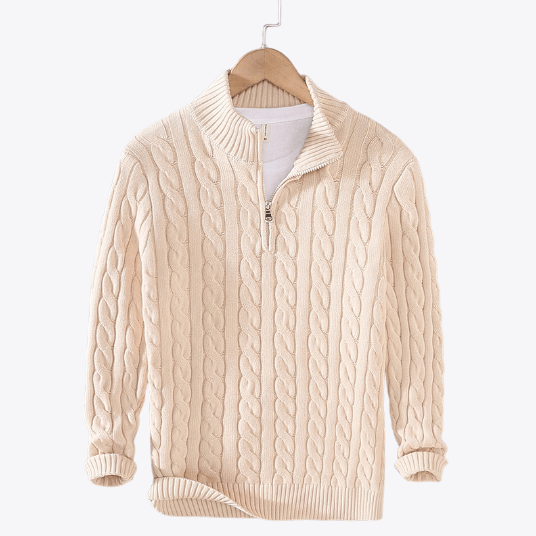 Cotton Quarter Zip Sweater - Giovanni Battaglia