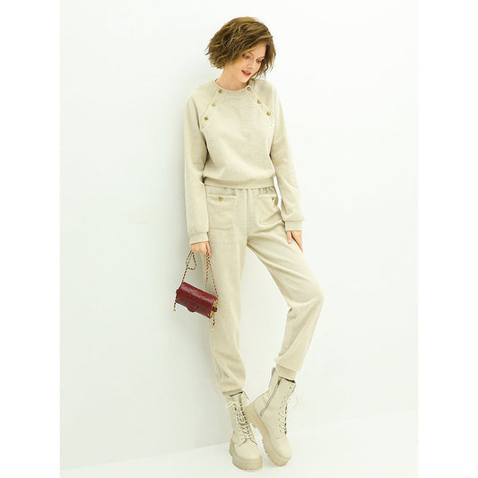 Cream Knit Swear with Gold Snap Buttons Cocobella