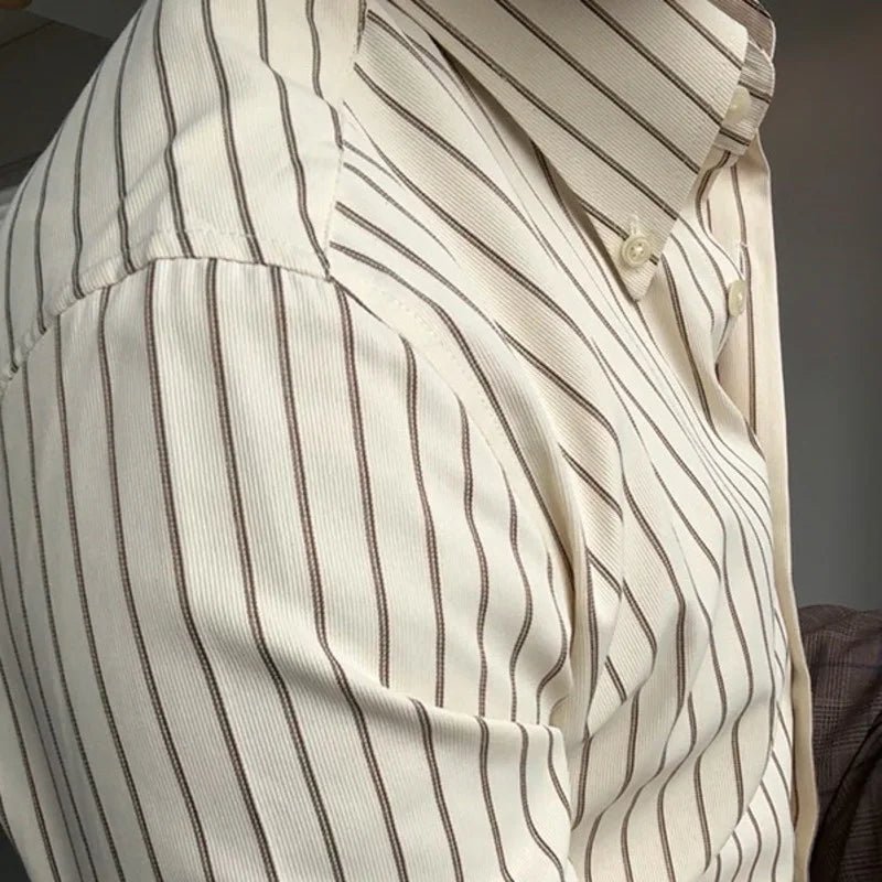 Das Herren - Breitkragen - Hemd | Gestreiftes Baumwollhemd im italienischen Stil - Giovanni Battaglia