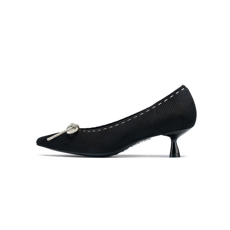 Rhinestone Bow Kitten Heels MALOVE MZ