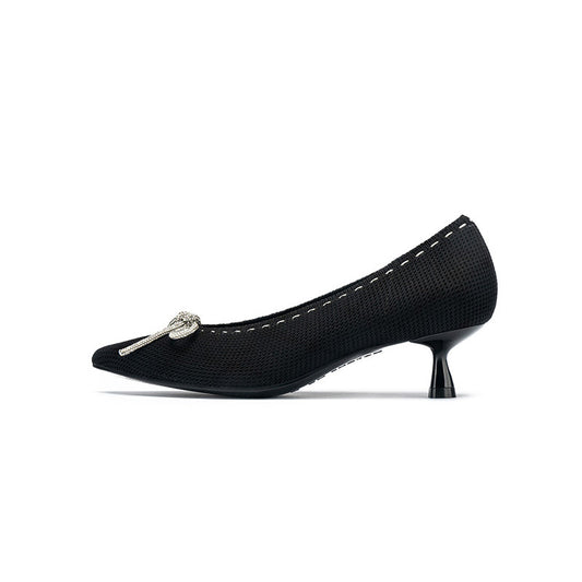Rhinestone Bow Kitten Heels MALOVE MZ
