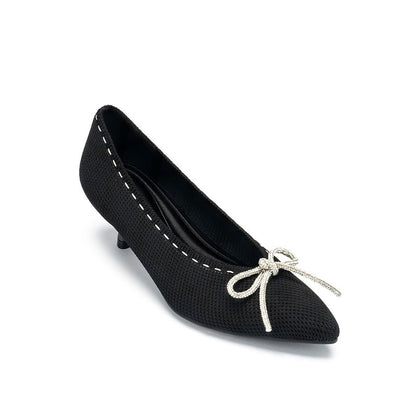 Rhinestone Bow Kitten Heels MALOVE MZ