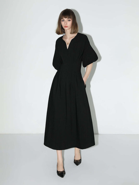 Elegant Pleated Tea Dress Cocobella