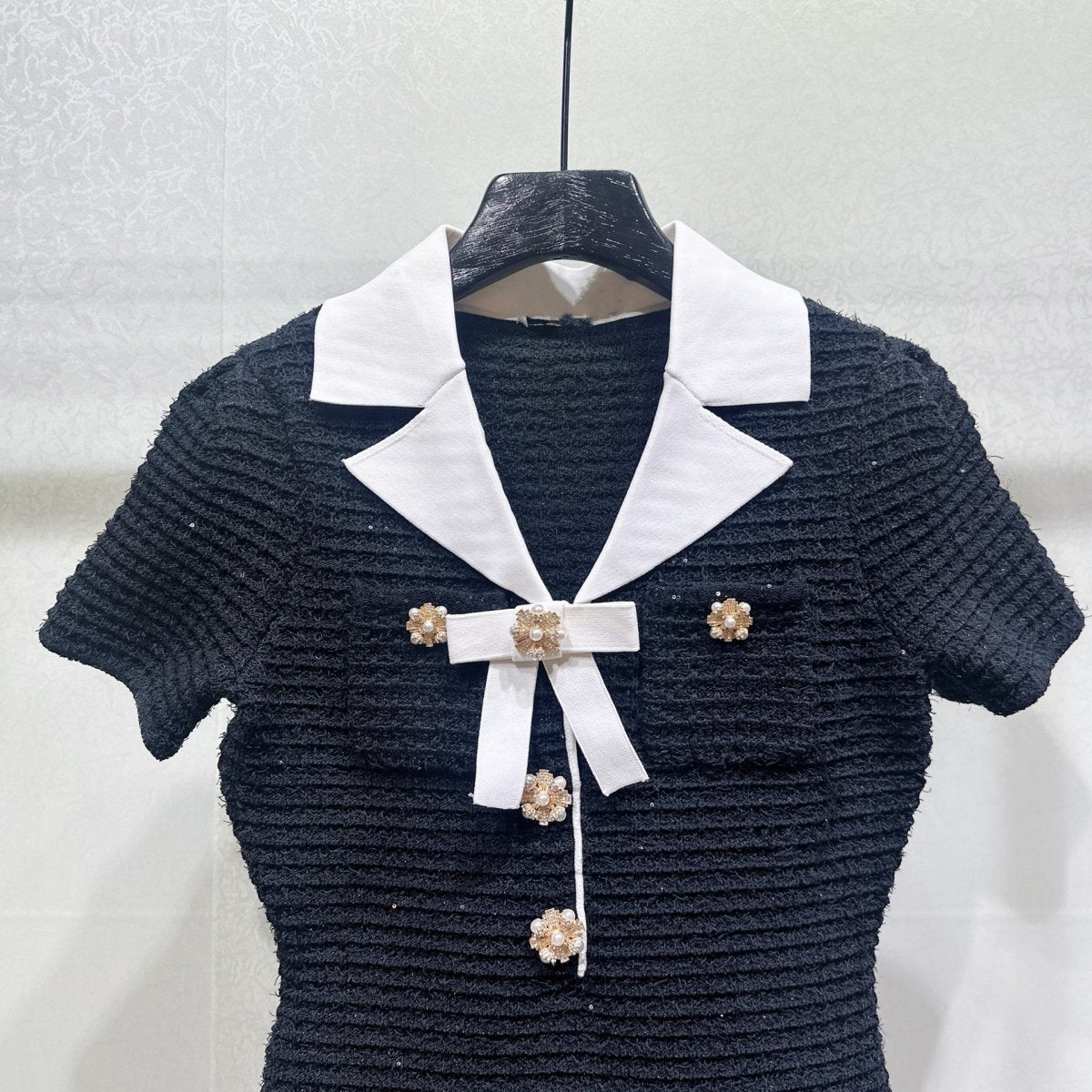 Esandro Vale™ - Button Bow Knitted Dress - Giovanni Battaglia