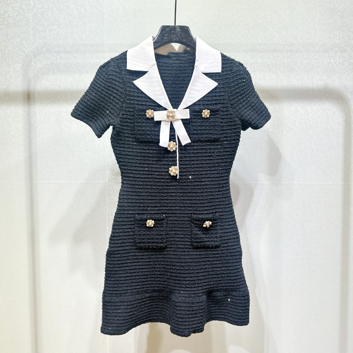 Esandro Vale™ - Button Bow Knitted Dress - Giovanni Battaglia