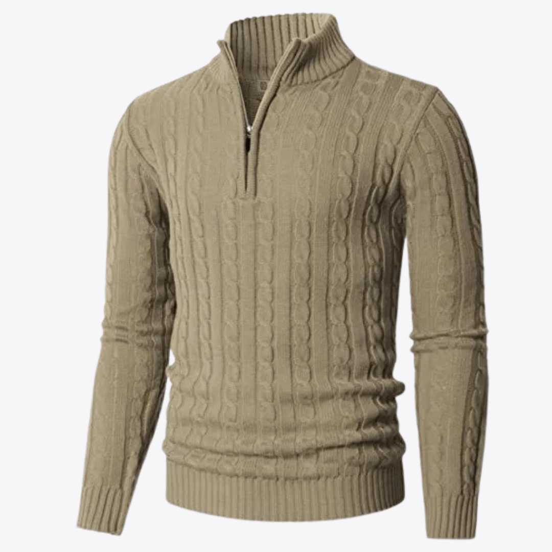 Esandro Vale™ - Patterned Quarter Zip - Up Sweater - Giovanni Battaglia