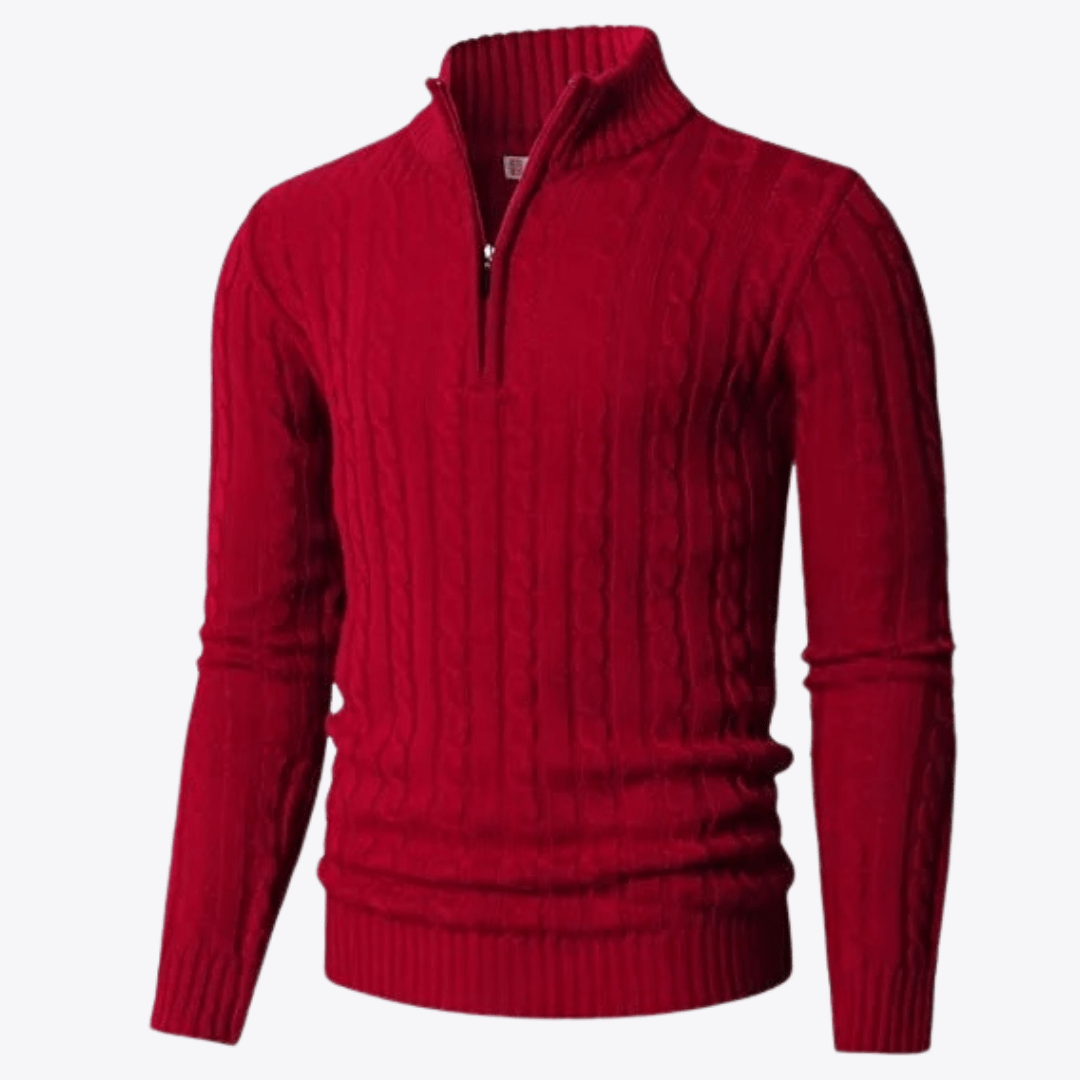 Esandro Vale™ - Patterned Quarter Zip - Up Sweater - Giovanni Battaglia