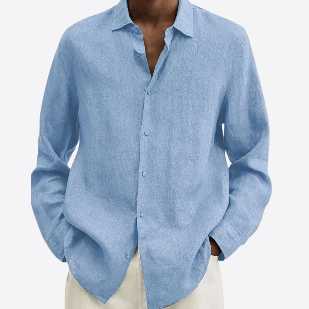 Esandro Vale™ - Solid Blue Button Up - Giovanni Battaglia