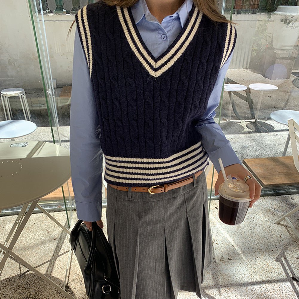 Esandro Vale™ - Striped Pullover Vest - Giovanni Battaglia