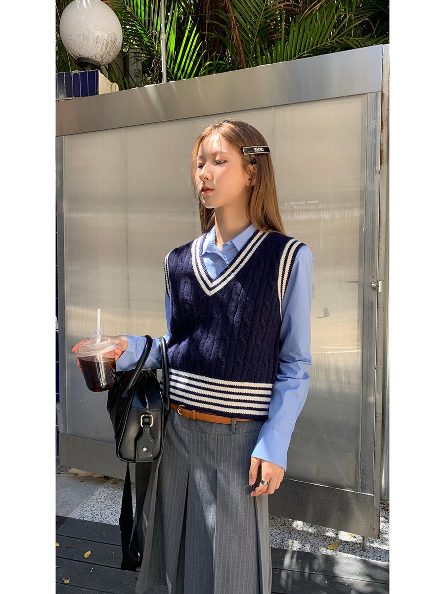 Esandro Vale™ - Striped Pullover Vest - Giovanni Battaglia