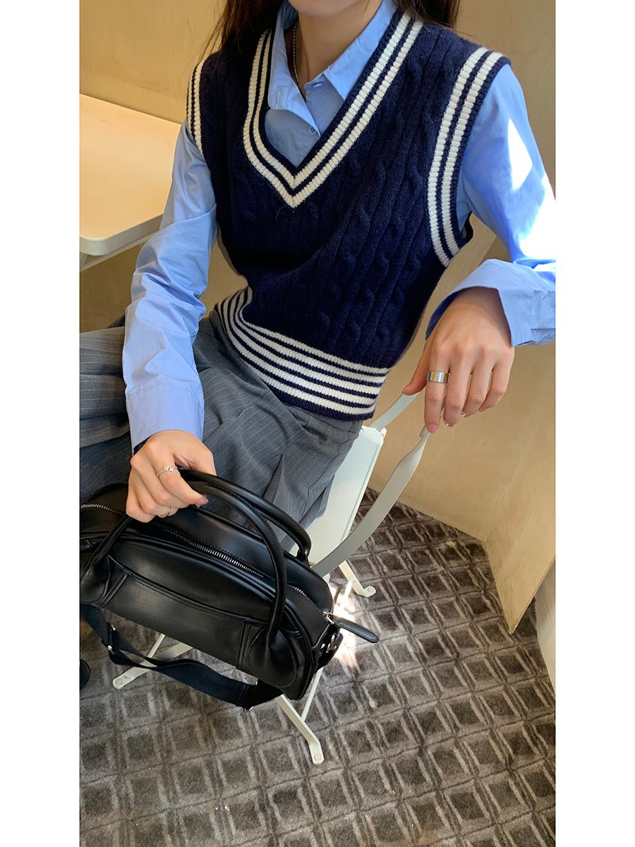 Esandro Vale™ - Striped Pullover Vest - Giovanni Battaglia