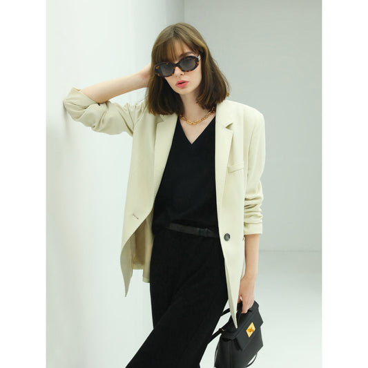 Cream Single-Breasted Blazer Cocobella