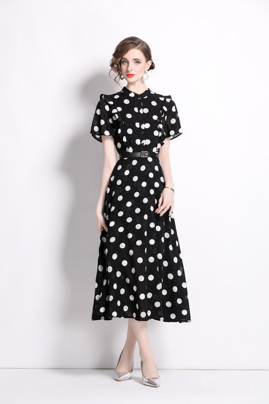 Polka Dot Midi A-Line Dress DZA