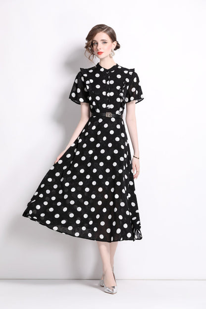Polka Dot Midi A-Line Dress DZA