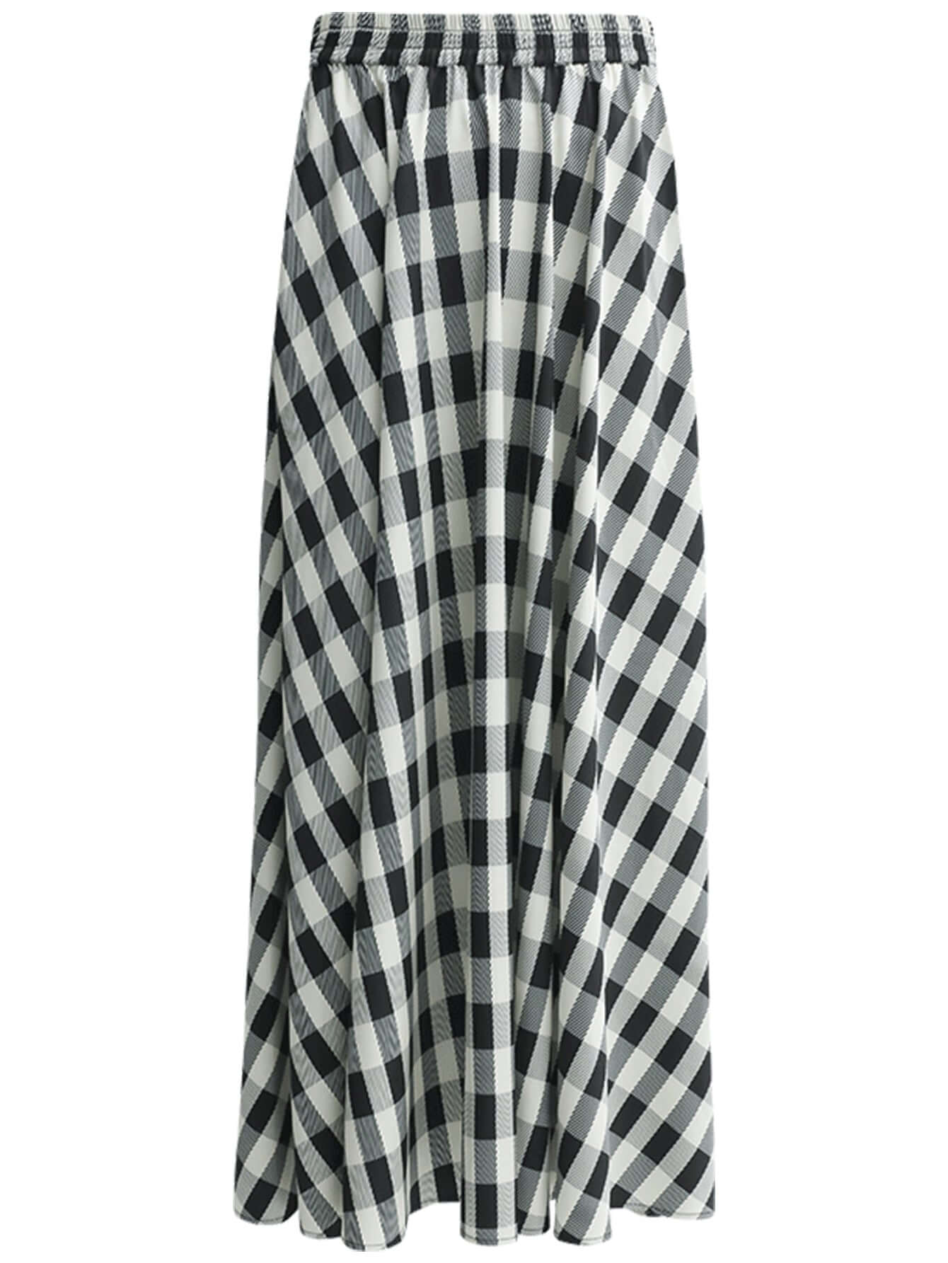 Checkered High-Waist Maxi Skirt Cocobella
