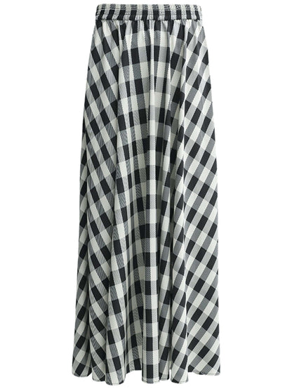 Checkered High-Waist Maxi Skirt Cocobella